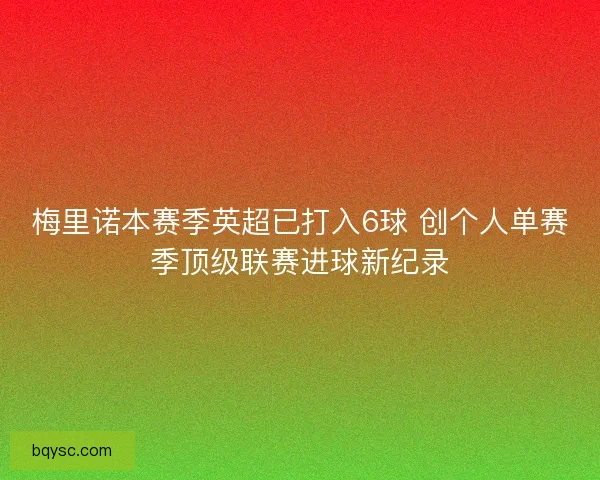 梅里诺本赛季英超已打入6球 创个人单赛季顶级联赛进球新纪录