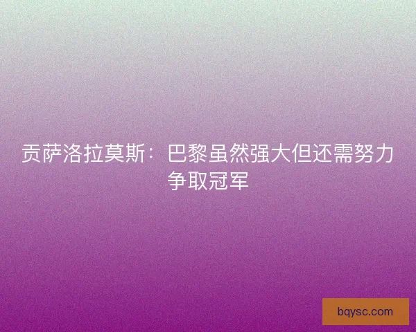 贡萨洛拉莫斯：巴黎虽然强大但还需努力争取冠军